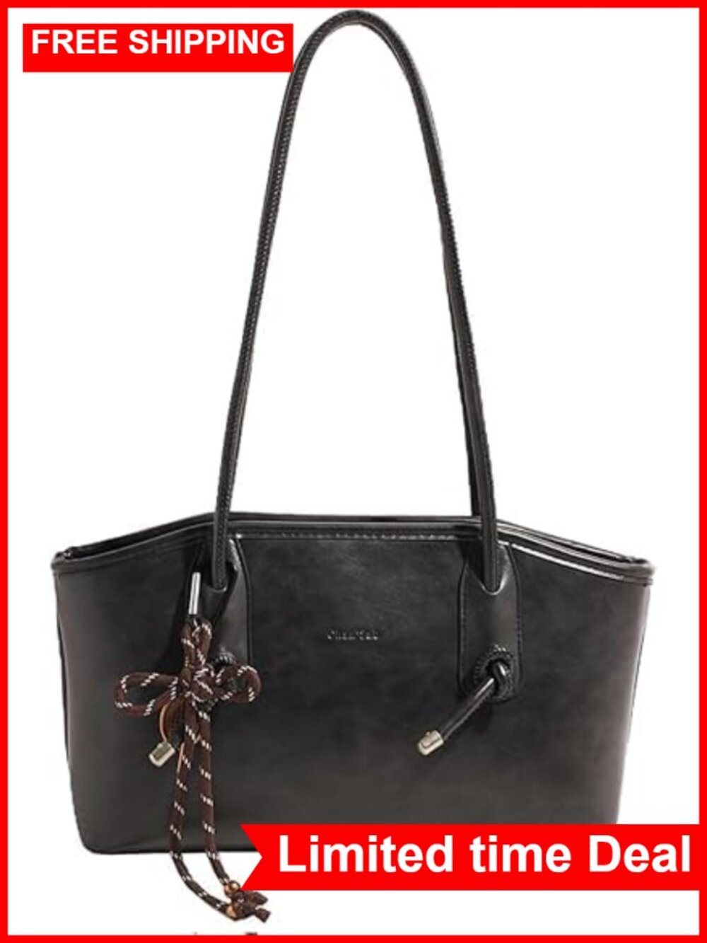 Vintage Faux Leather Hobo Handbag with Zipper Closure